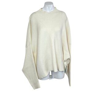 Anthropologie Maeve The Meredith Mock-Neck Sweater, Ribbed, Ivory, Plus Size, 3X